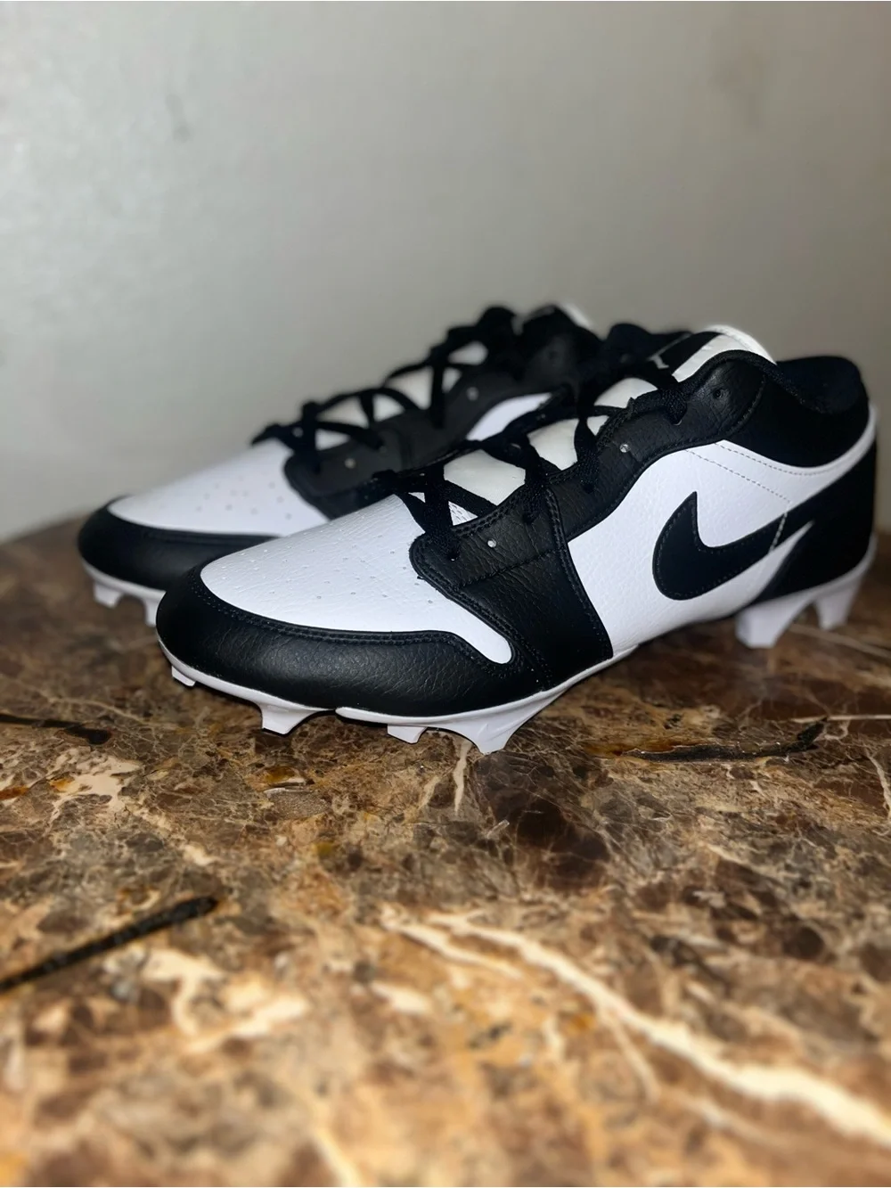 Nike Jordan 1 low Black and White Td  cleats